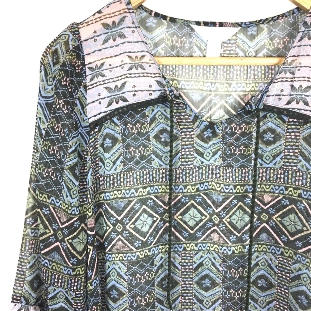 Sun & Shadow Dress Nordstrom Green Blue Women’s Size XS Southwestern Boho